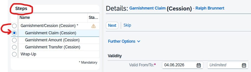 Dynamic Processing rules create the correct sequence of infotypes in the mash-up in Employee Central Payroll