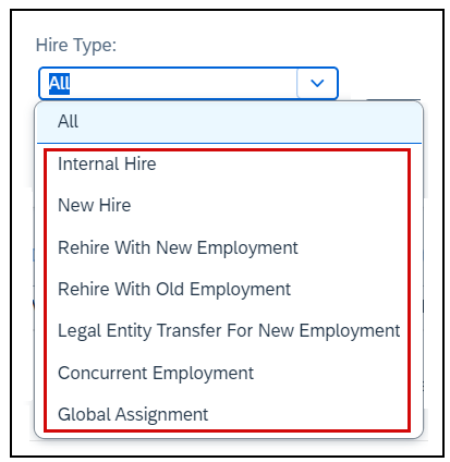 Neue Einstellungsarten in SAP SuccessFactors Onboarding: 