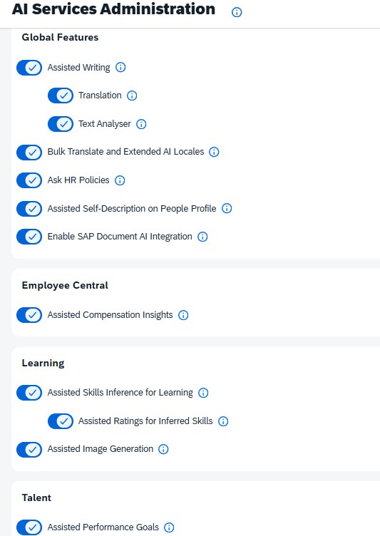 Configuring available genAI features in SuccessFactors AI Service Administration