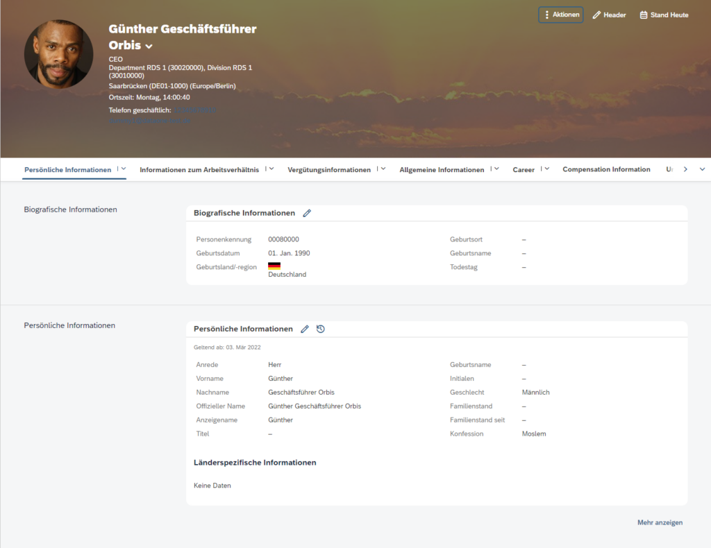 Altes Personenprofil PP3 in SAP SuccessFactors HCM