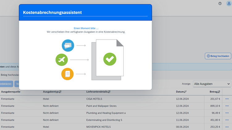 Reisekosten-Abrechnungsassistent mit KI in SAP Concur