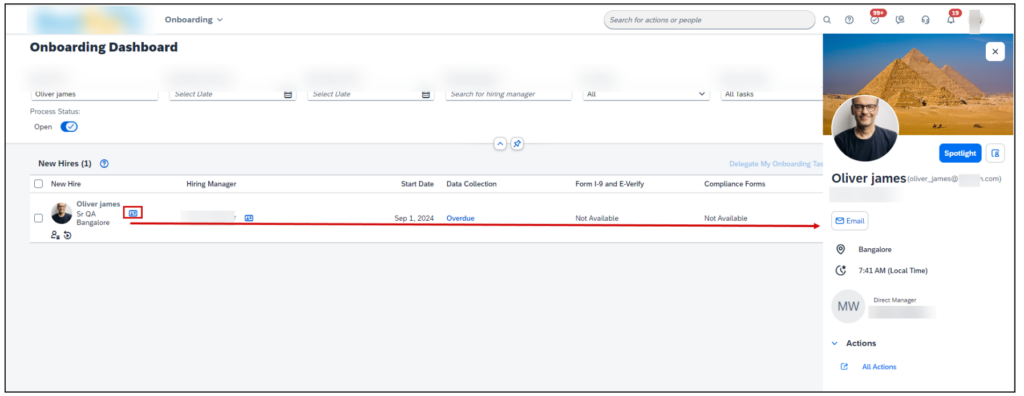 Kontaktkarte Onboardee im SAP SuccessFactors Onboarding: 2H2024 release