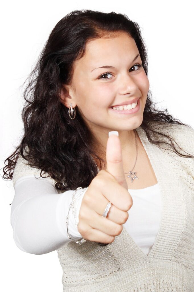 Woman giving thumbs up